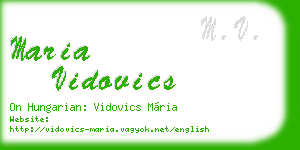 maria vidovics business card